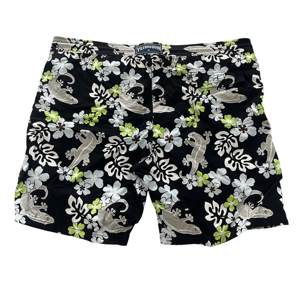 15-70 VILEBREQUIN Men's Swim Trunks Board Shorts Floral Gecko XL